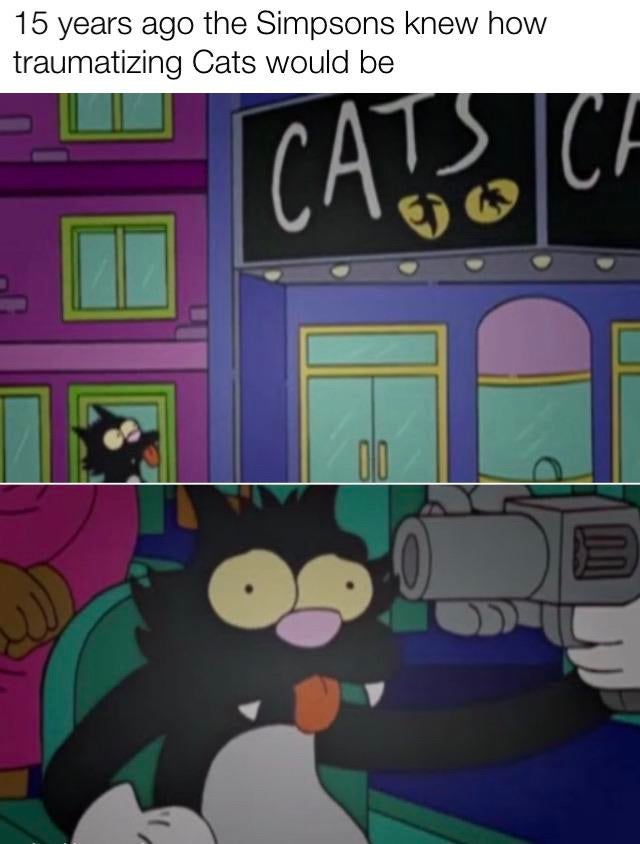 simpsons cats musical - 15 years ago the Simpsons knew how traumatizing Cats would be