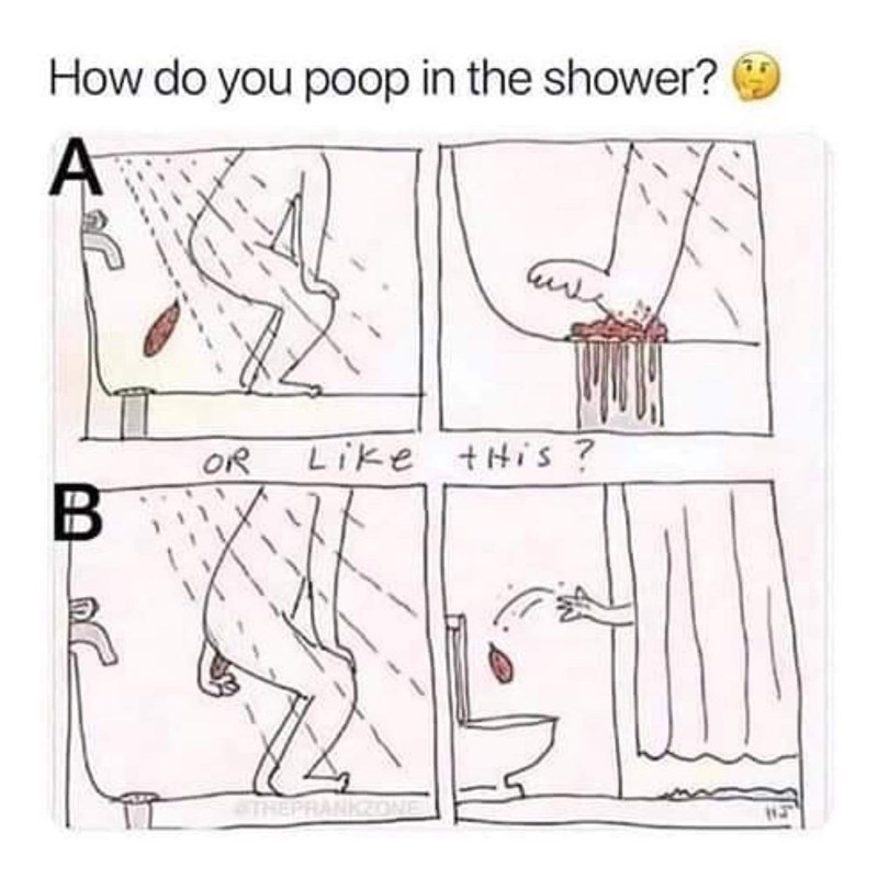 do you poop in the shower meme - How do you poop in the shower? 09 Or this?