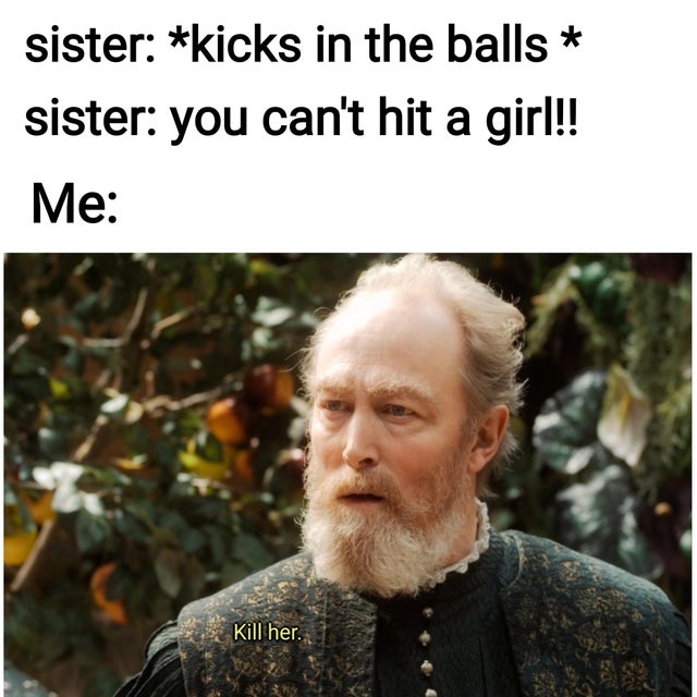 The Witcher - sister kicks in the balls sister you can't hit a girl!! Me Kill her.