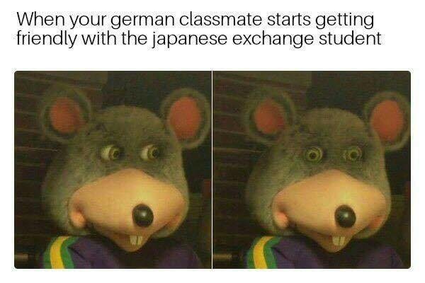 wow memes hunter - When your german classmate starts getting friendly with the japanese exchange student