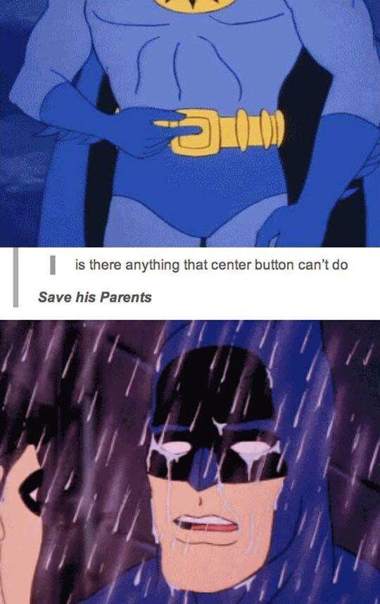utility belt funny - is there anything that center button can't do Save his parents