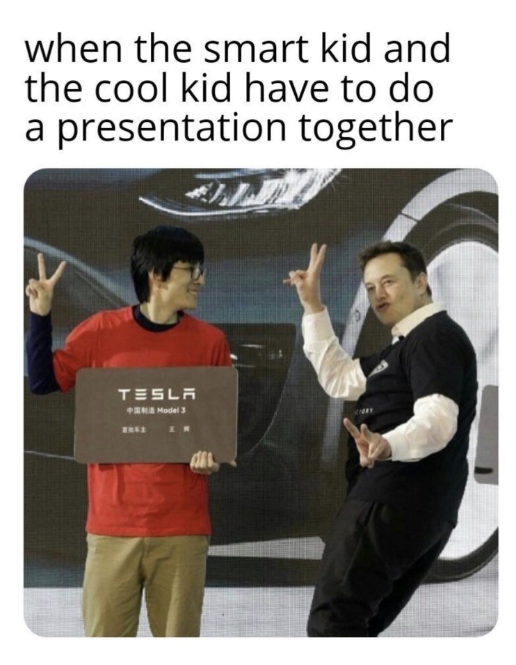 Tesla Model 3 - when the smart kid and the cool kid have to do a presentation together Tesla Modf