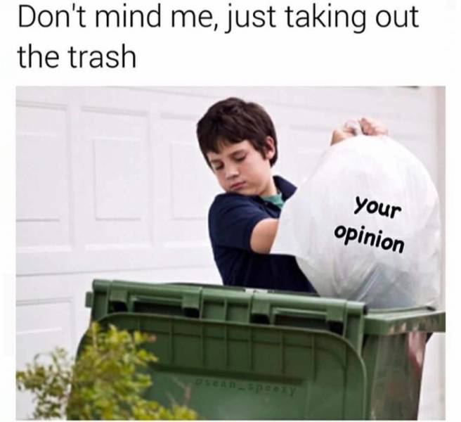 don t mind me just taking out - Don't mind me, just taking out the trash your opinion