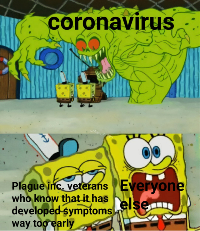 spongebob celsius fahrenheit meme - T coronavirus Plague inc, veterans Everyone who know that it has developed symptoms way too early