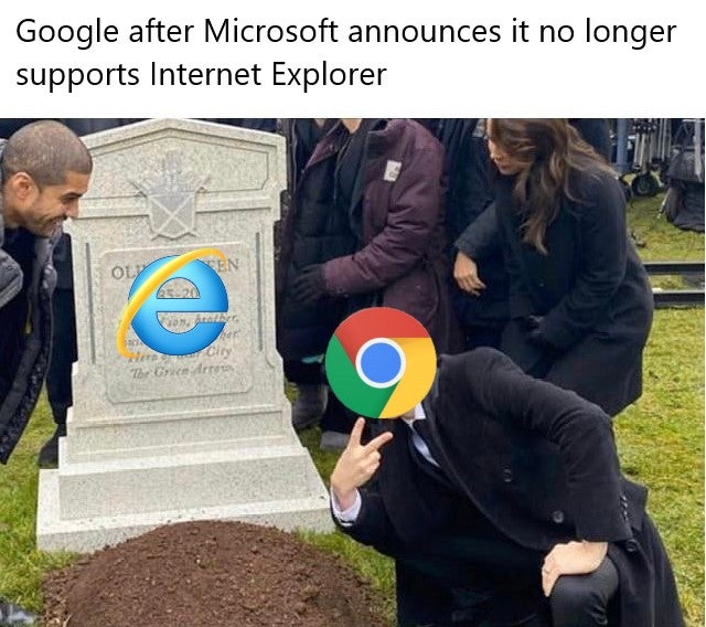 photo caption - Google after Microsoft announces it no longer supports Internet Explorer Von