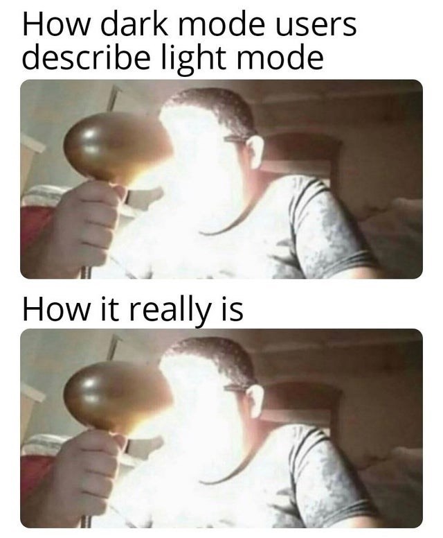 dark mode users describe light mode - How dark mode users describe light mode How it really is
