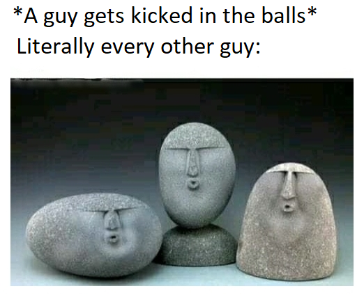 stone carving - A guy gets kicked in the balls Literally every other guy