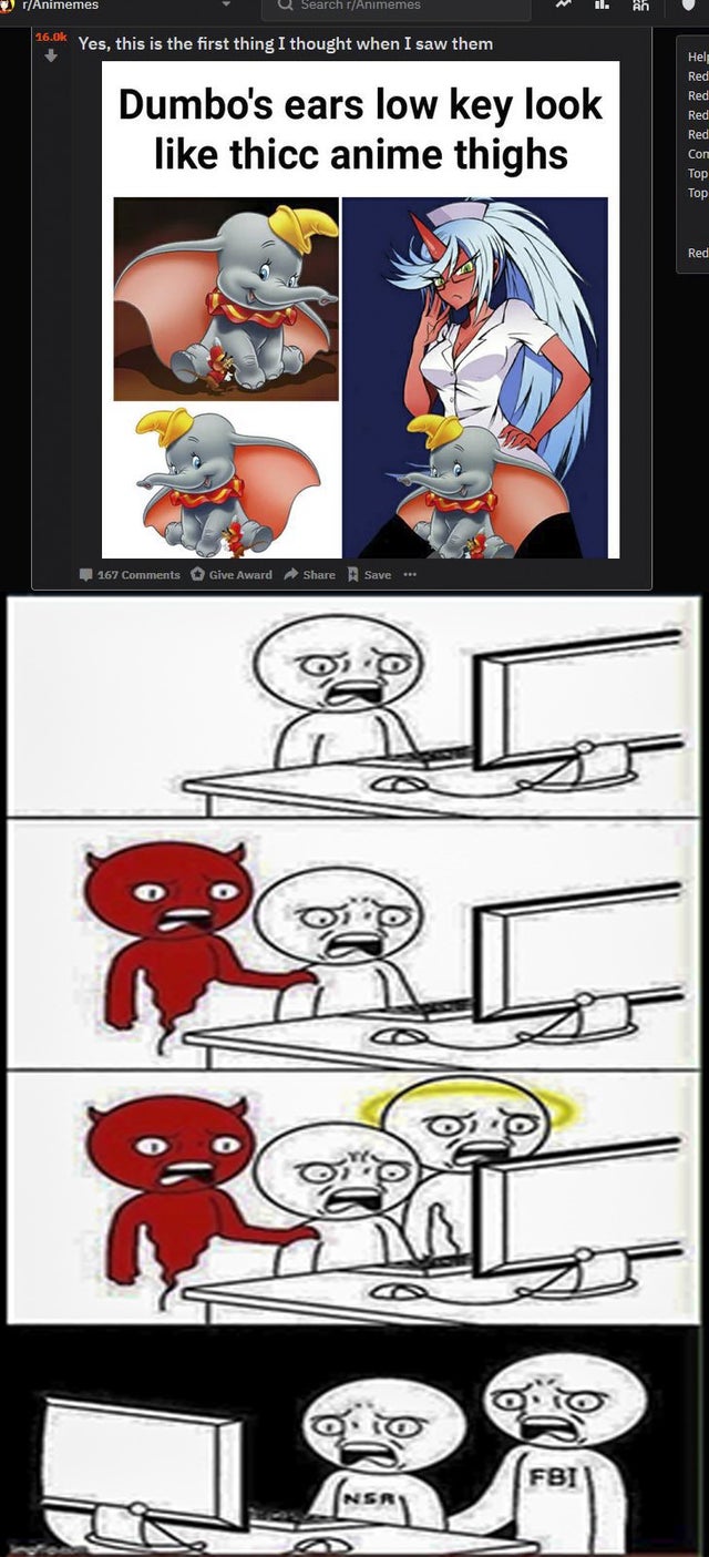 comics - rAnimemes Search rAnimemes Il. Ah Yes, this is the first thing I thought when I saw them Red Red Dumbo's ears low key look thicc anime thighs Red Red Con Top Red 167 Give Award Save .. O O O Oro 58TV