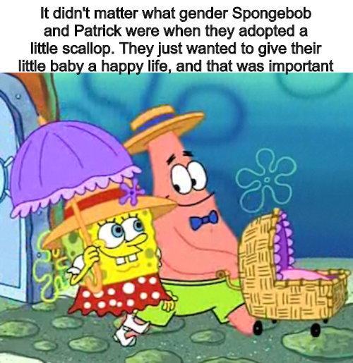 cute spongebob squarepants - It didn't matter what gender Spongebob and Patrick were when they adopted a little scallop. They just wanted to give their little baby a happy life, and that was important Fueen Eeuw