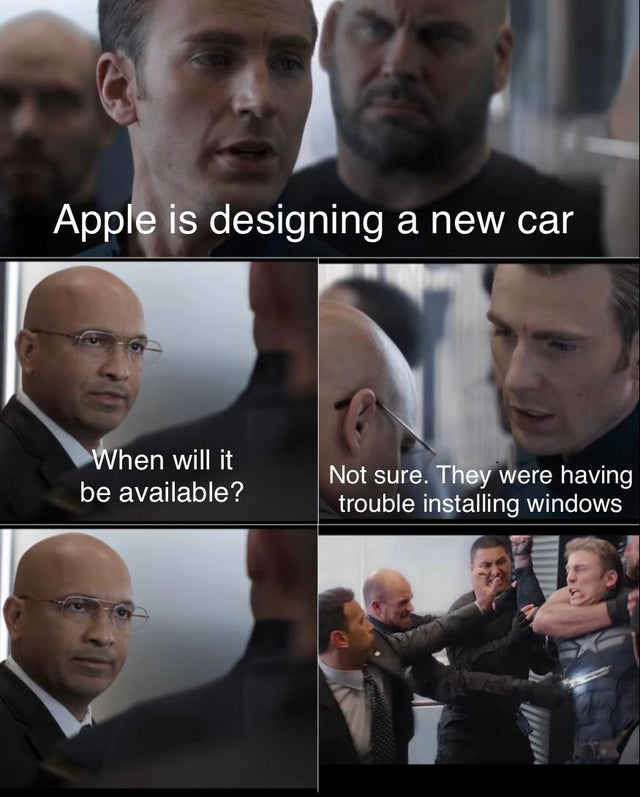 photo caption - Apple is designing a new car When will it be available? Not sure. They were having trouble installing windows
