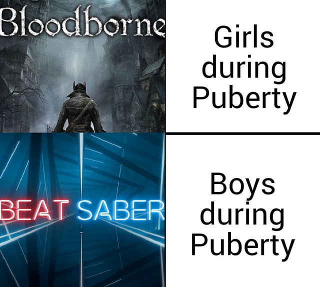 graphic design - Bloodborne Girls during Puberty Boys Beat Saber during Puberty