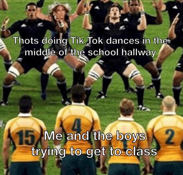 australia and new zealand rugby - Thots doing Tik Tok dances in the middle of the school hallway Me and the boys trying to get to class