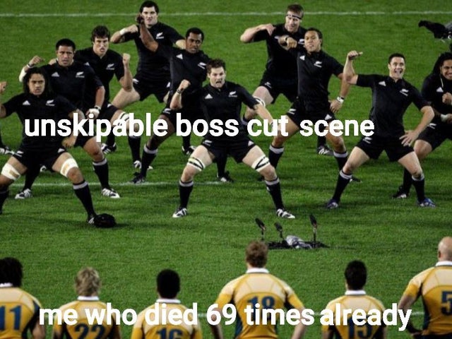 all blacks haka - unskipble boss cut scene 11 me who died 69 times already