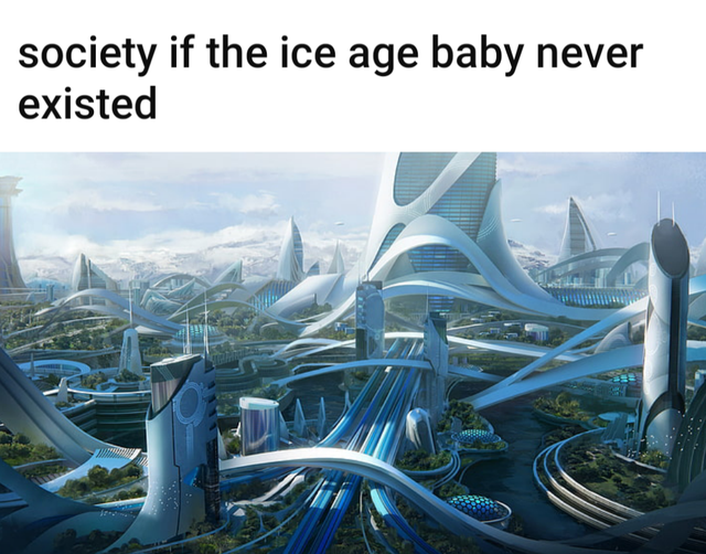 futuristic cities - society if the ice age baby never existed