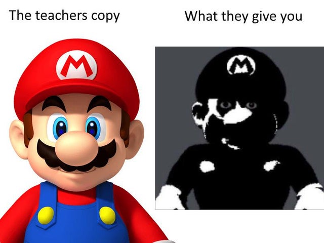 super mario bros - The teachers copy What they give you
