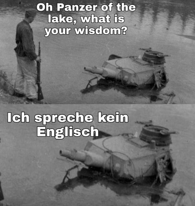 random memes - o panzer of the lake meme - Oh Panzer of the lake, what is your wisdom? Ich spreche kein Englisch