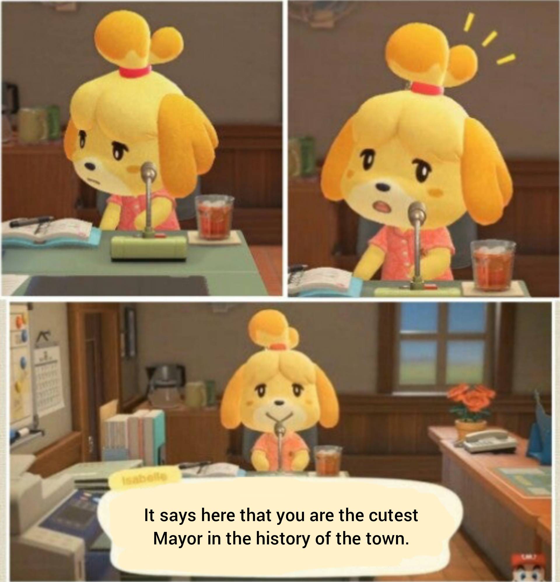 Animal Crossing - It says here that you are the cutest Mayor in the history of the town.