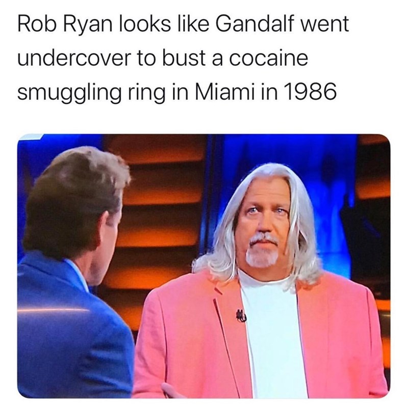 rob ryan pink suit - Rob Ryan looks Gandalf went undercover to bust a cocaine smuggling ring in Miami in 1986