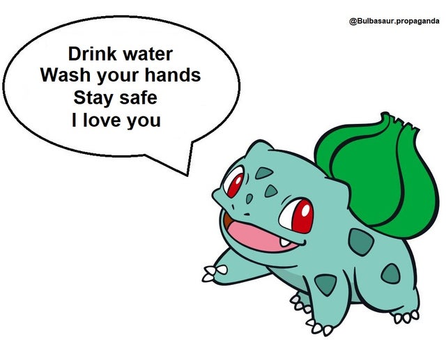cartoon - .propaganda Drink water Wash your hands Stay safe I love you