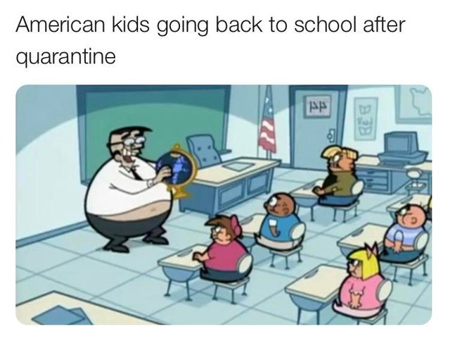 cartoon - American kids going back to school after quarantine BE6
