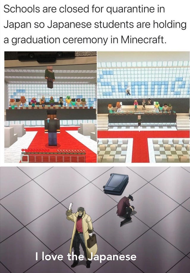games - Schools are closed for quarantine in Japan so Japanese students are holding a graduation ceremony in Minecraft. I love the Japanese