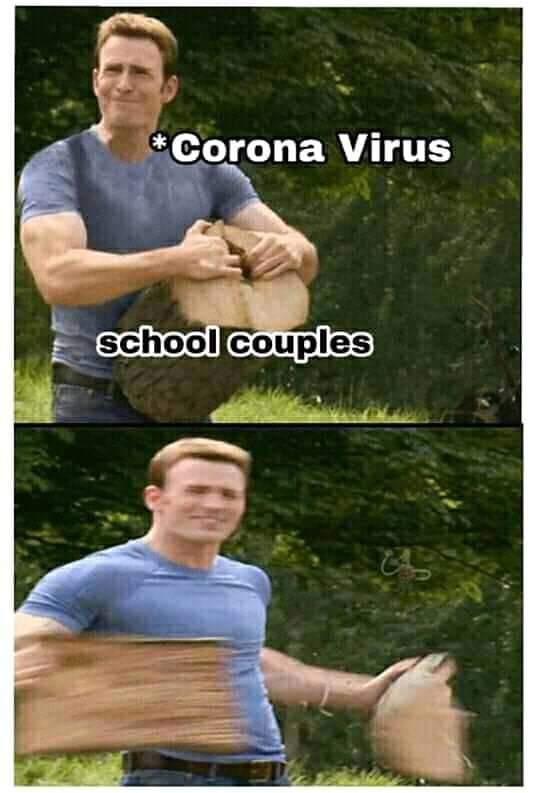split memes - Corona Virus school couples