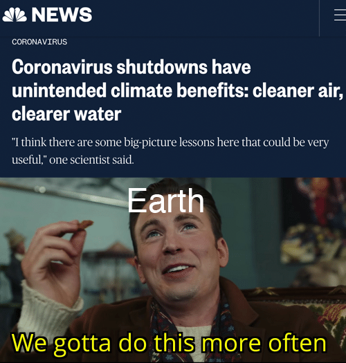 knives out meme - Al News Coronavirus Coronavirus shutdowns have unintended climate benefits cleaner air, clearer water "I think there are some bigpicture lessons here that could be very useful," one scientist said. Earth We gotta do this more often