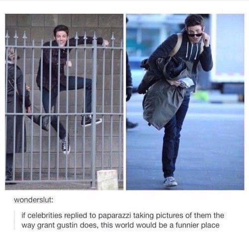 grant gustin funny - wonderslut if celebrities replied to paparazzi taking pictures of them the way grant gustin does, this world would be a funnier place