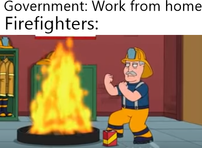 family guy fire fight gif - Government: Work from home - Firefighters
