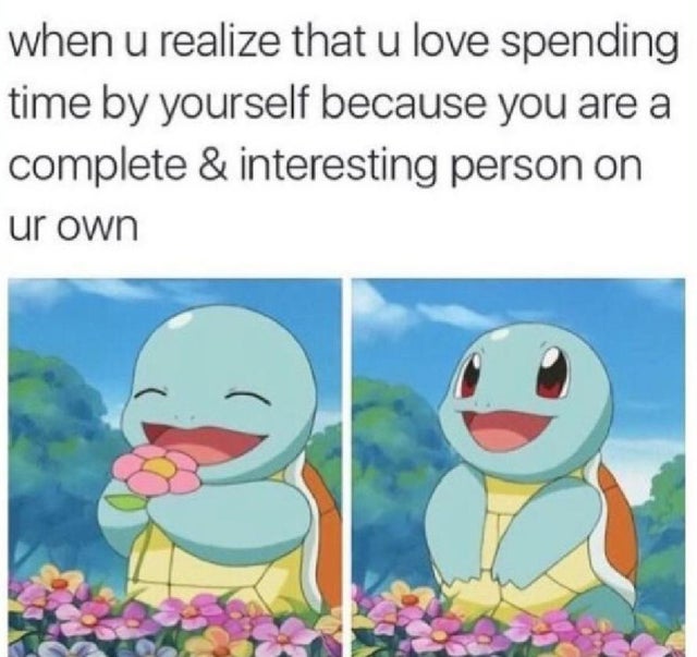 wholesome memes love - when u realize that u love spending time by yourself because you are a complete & interesting person on ur own
