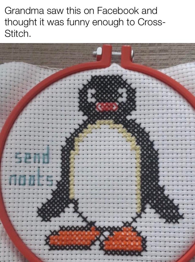 needlework - Grandma saw this on Facebook and thought it was funny enough to Cross Stitch.