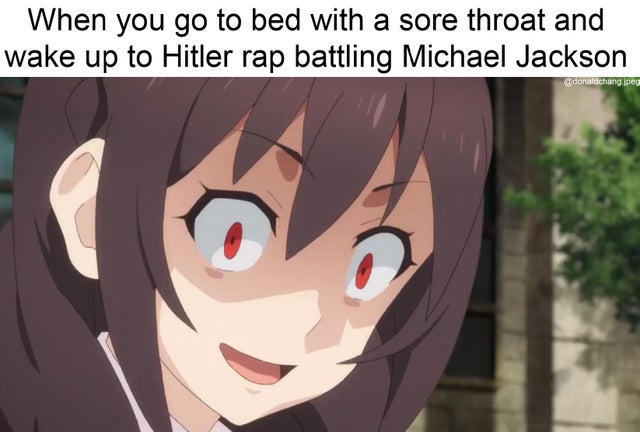 2meirl4meirl anime - When you go to bed with a sore throat and wake up to Hitler rap battling Michael Jackson ipeg