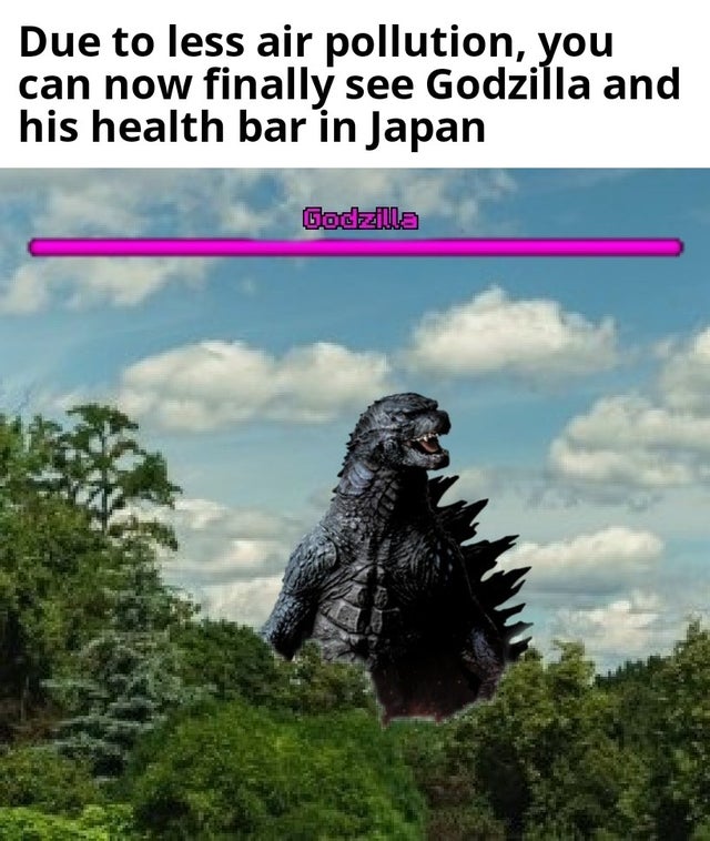 sky - Due to less air pollution, you can now finally see Godzilla and his health bar in Japan Godzilla
