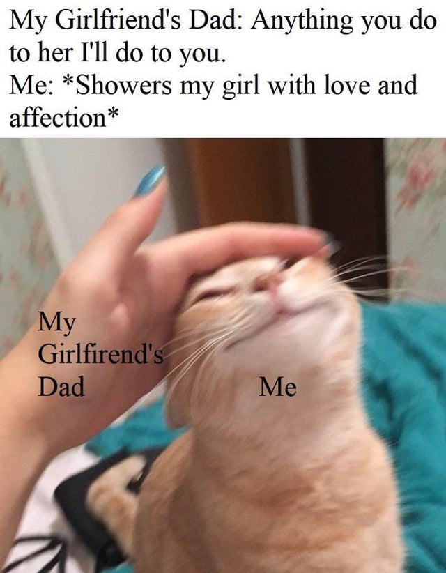 my girlfriend's dad meme - My Girlfriend's Dad Anything you do to her I'll do to you. Me Showers my girl with love and affection My Girlfirend's Dad Me