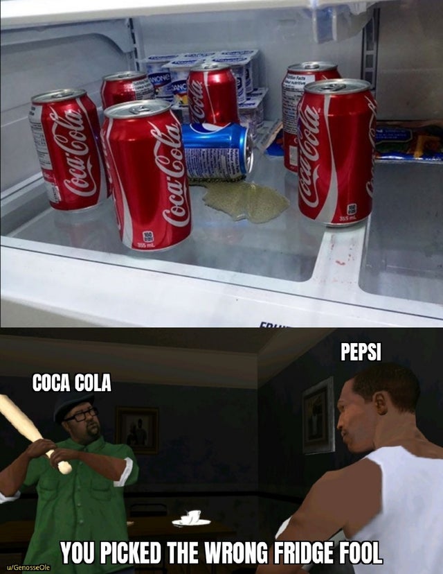 you came to the wrong fridge - | Geas CocaCola Pepsi Coca Cola You Picked The Wrong Fridge Fool uGenosseOle