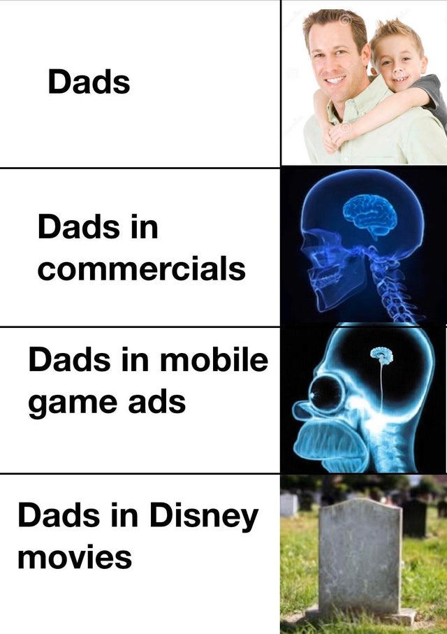 human behavior - Dads Dads in commercials Dads in mobile game ads Dads in Disney movies