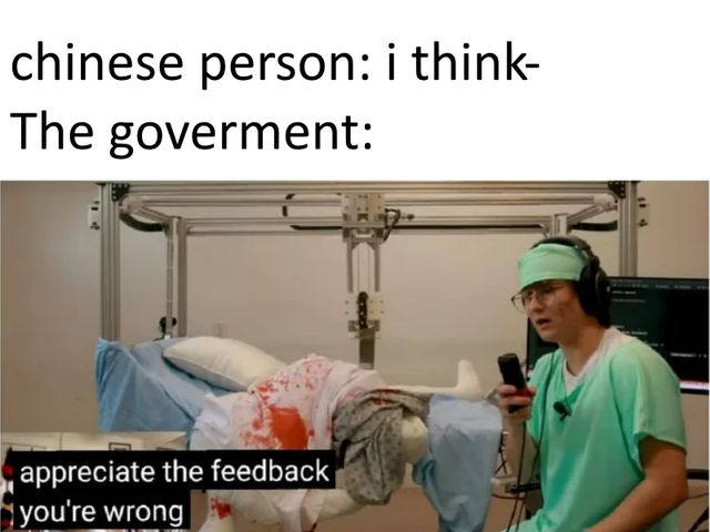 clinic - chinese person i think The goverment appreciate the feedback you're wrong