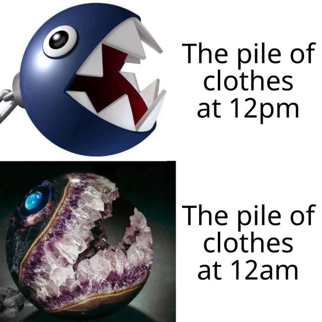 mario chain chomp - The pile of clothes at 12pm The pile of clothes at 12am