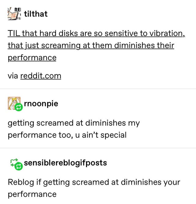 jason todd funny posts - Ketilthat Tu Til that hard disks are so sensitive to vibration, that just screaming at them diminishes their performance via reddit.com Viernoonpie getting screamed at diminishes my performance too, u ain't special sensiblereblogi