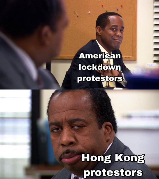 soviet union meme - American lockdown protestors Hong Kong protestors