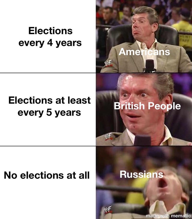 aaron hernandez documentary meme - Elections every 4 years Americans Elections at least every 5 years British People No elections at all Russians made with mematic