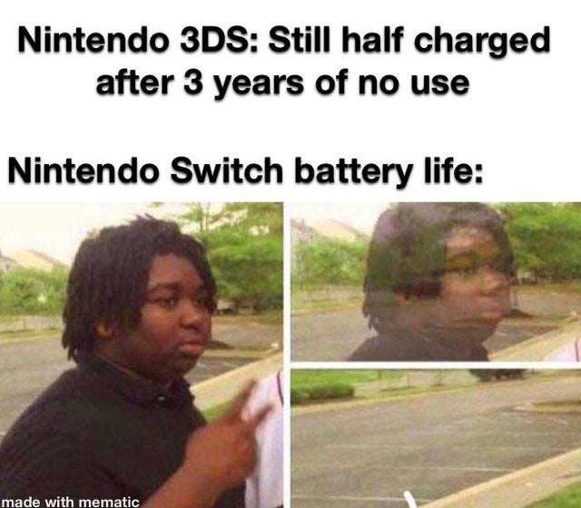 peace out meme - Nintendo 3DS Still half charged after 3 years of no use Nintendo Switch battery life made with mematic