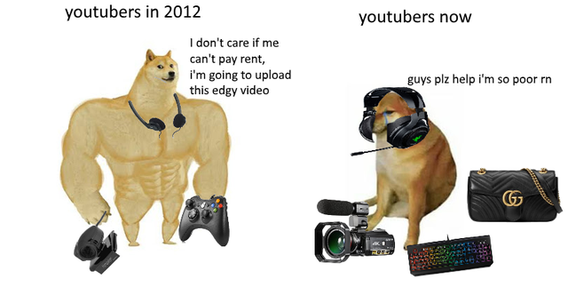 dog - youtubers in 2012 youtubers now I don't care if me can't pay rent, i'm going to upload this edgy video guys plz help i'm so poor rn Ch