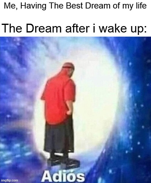 adios memes - Me, Having The Best Dream of my life The Dream after i wake up Adis imgflip.com