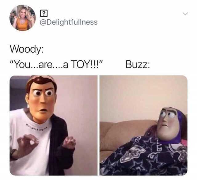 me explaining to my dog meme - ? Woody You...are....a Toy!!! Buzz 05