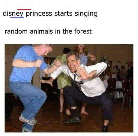 earth rotation memes - disney princess starts singing random animals in the forest