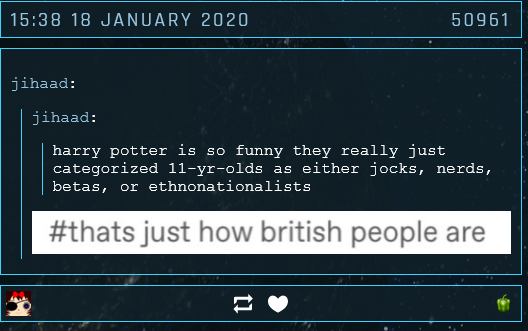 screenshot - 50961 jihaad jihaad harry potter is so funny they really just categorized 11yrolds as either jocks, nerds, betas, or ethnonationalists just how british people are