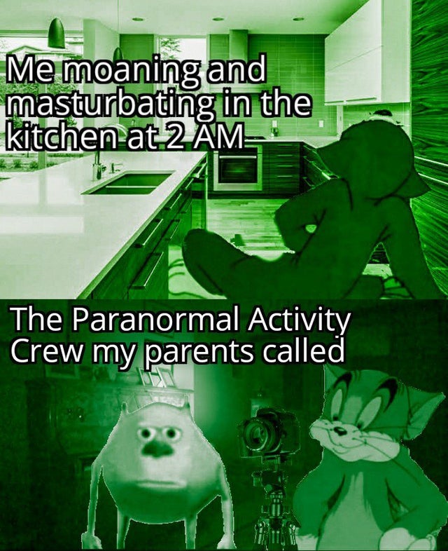 vfv - Me moaning and masturbating in the kitchen at 2 Am The Paranormal Activity Crew my parents called
