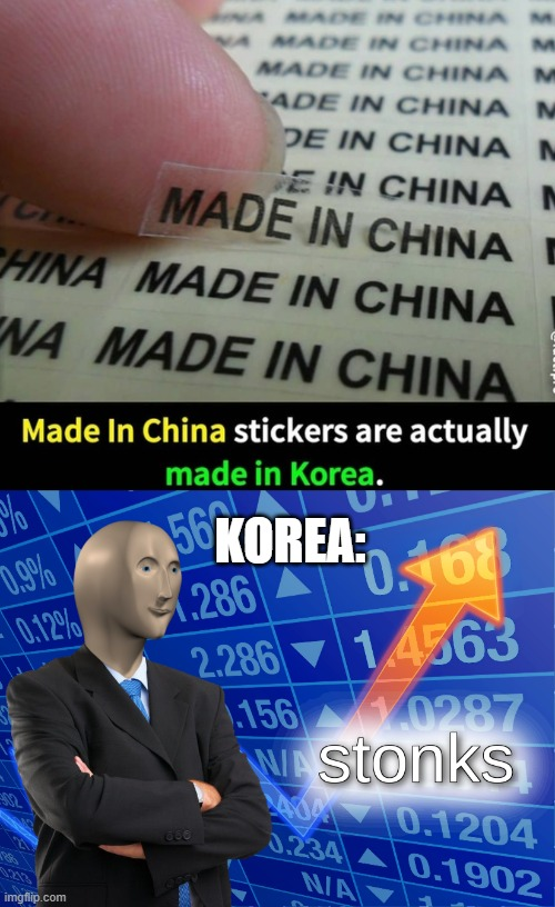 poster - Made In China M Made In China M Ade In China M De In China N E In China N Made In China Hina Made In China Na Made In China Made in China stickers are actually made in Korea. 5 Korea 0.9% .286 0.12% 0.468 2.286 1.4563 .156 0987 Wastonks 2000.1204