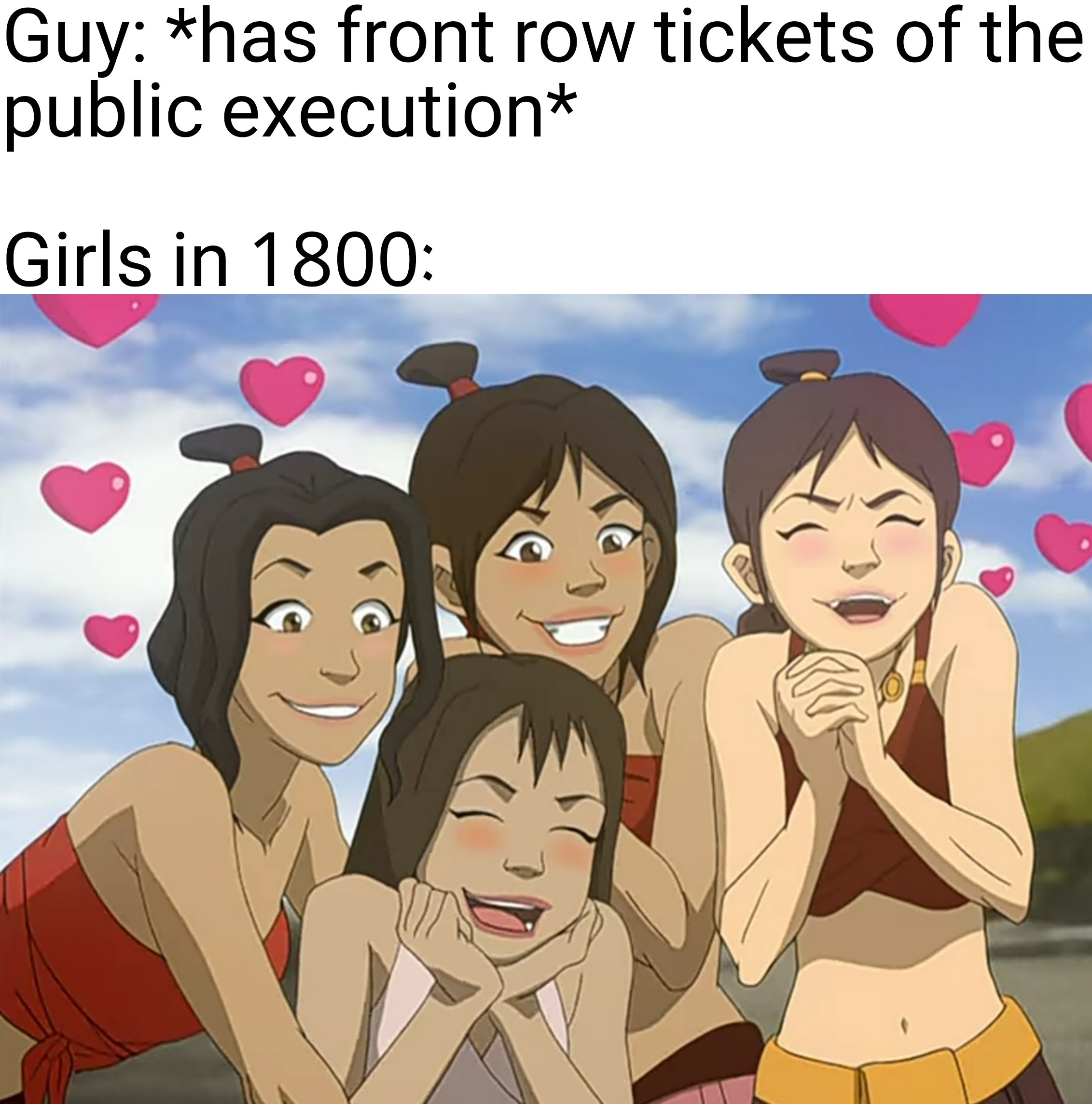 avatar fangirls - Guy has front row tickets of the public execution Girls in 1800